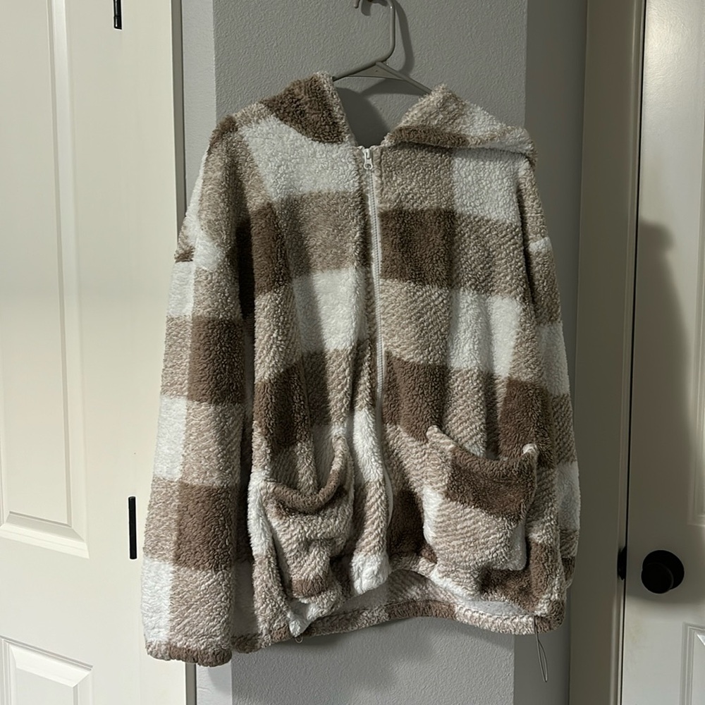 Fuzzy plaid SHEIN jacket